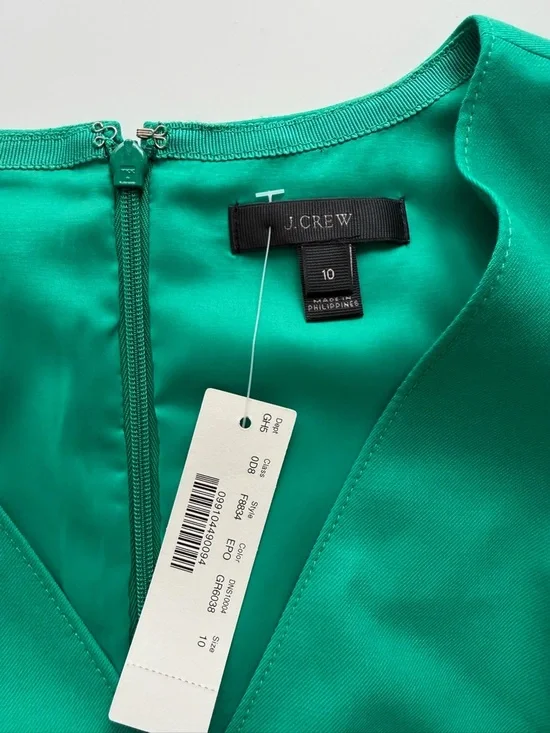 J. Crew Emerald Green Sleeveless Belted Retro Green Midi Dress | NWT - Picture 3 of 5